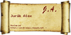 Jurák Alex névjegykártya